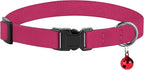 Breakaway Cat Collar Leather with Removable Bell - 13 Colors Available - Soft Adjustable Girl Boy Safety Lightweight Pet Kitten Collars Pink Brown Blue Green Red Orange Black (Pink)