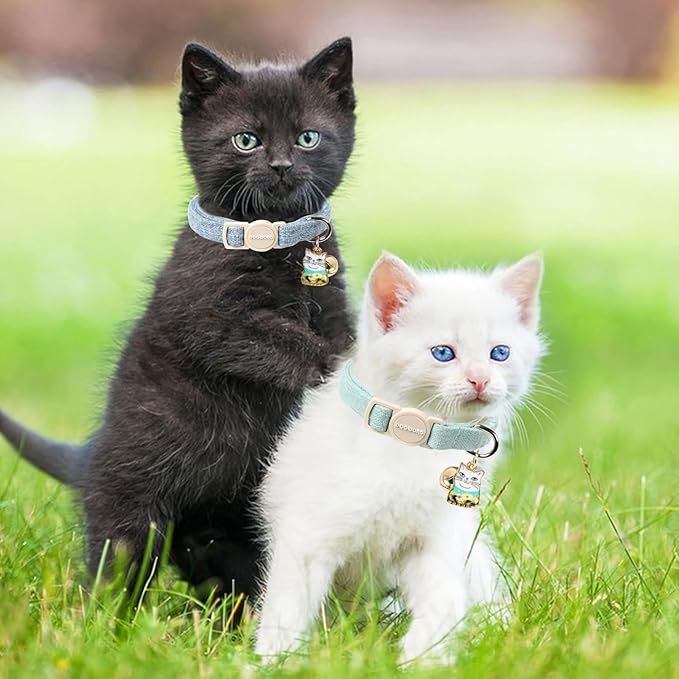 Cat Collar,2 Pack Green Cat Collars Breakaway with Bell