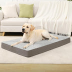 KSIIA Orthopedic Dog Bed Waterproof Dog beds for Extra Large Dogs Deluxe Plush Washable mat with Egg Crate Foam & Removable Cover, 53 x 36 Inch, Gray