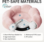 OhGeni 31 inches Calming Donut Orthopedic Dog & Cat Bed for Medium Pets, Warming Comfort Fluffy Short Pile Fur, Durable Waterproof Machine Washable Removable Cover, Cute Round Bed for Puppy, Pink