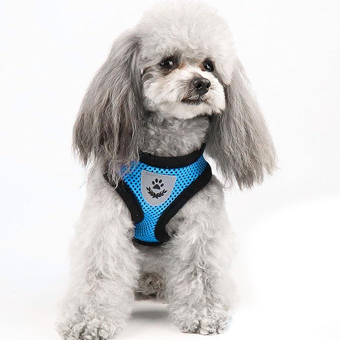 Shudyear Cat Harness and Leash, Adjustable Soft Mesh, Anti-Escape, Reflective Design, Size M, Sky Blue