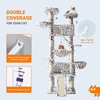 Allewie 81 Inches Tall Cat Tree/Multi-Level Large Climbing Tree House and Towers for Big Feline/Condo and Hammock/Scratching Post/Wide Base/White & Black Spot