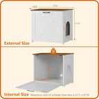 Dwanton Cat Litter Box Furniture Hidden, Cat Litter Box Enclosure, Reversible Entrance Can Be on Left or Right Side, Indoor Cabinet, Wooden Washroom, End Table, White and Warm Brown, 23.6" L