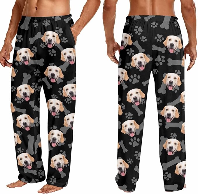Custom Couple Pajama Pants Sock with Funny Face, Personalized PJ Anniversary Birthday Women Men Pants