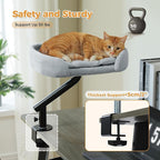 PAWZ Road Cat Desk Bed for Indoor Cats, Cat Bed for Desk Supports Up to 50 lbs, 360° Rotation & Adjustable, Nest Desktop Attachment Cats Hammock for Table, Gray