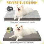 KSIIA Orthopedic Dog Bed, Deluxe Plush Waterproof, 29 x 18 Inch, Gray, 3-Inch Thick High-Density Egg Crate Foam, Removable Cover, Machine Washable
