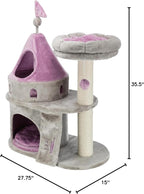 TRIXIE My Kitty Darling Castle Condo, Plush Cat Tree, Sisal Scratching Post, Removable Bed, Crinkling Blanket, Cat Toy