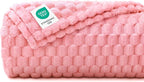 Luciphia Soft 300GSM Fleece Pet Blanket for Small Medium Large Dogs Washable 3D Textured Flannel Cat Puppy Decorative Furniture Protector Throw Durable Pink, XL(57''x40'')