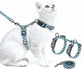 Halypet Cat Harness and Leash Set, Escape Proof 3-in-1 Adjustable Harness for Cats & Kitten, Soft Lightweight, Easy On & Control for Walking, Travel & Outdoor Use, Light Blue Kitty, Medium