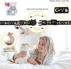 Baeuppit 2PCS Breakaway Cat Collars with Bell Moons Stars Cute Kitty Adjustable Safe Kitten Collars with Pendant Glow in The Dark(Black&Pink)