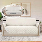 H.VERSAILTEX Reversible Couch Cover for 3 Cushion Cover Pet Friendly Sofa Cover for Dog Washable Furniture Protector Water Resistant Slipcover with Non Slip Elastic Strap(Sofa, Ivory/Beige)