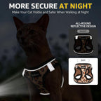 SCENEREAL Cat Harness & Leash Set Escape Proof - Adjustable Air Mesh Vest with Reflective Strips for Kittens, Puppies, Rabbits, Khaki Leopard M