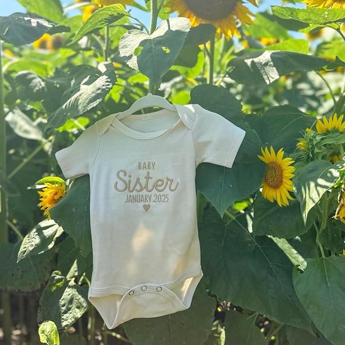 COUPLEHOODIES Personalized Baby Onesie Bodysuit – Custom Embroidery Gift for Pregnancy Reveal Baby Shower or First Grandchild