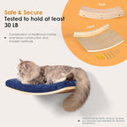 Curved Cat Shelves and Perches, Floating Cat Wall Bed with Comfortable Cushion