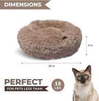 Whiskers & Friends Cat Bed, Cat Beds for Indoor Cats Washable, Orthopedic Soft Fluffy Round Calming Pet Bed for Small to Large Kitty Kittens & Dogs, Small Dog Beds & Furniture