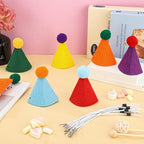 12 PCS Mini Party Hats for Stuffed Animals Birthday Felt Cone Hat with Pompom Adjustable Pets Birthday Party Hats for Assorted Animal Dog Cat Rabbit Puppies Costume Accessories Decor