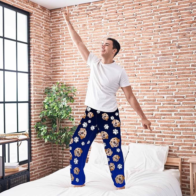 MyPupSocks Customized Face Pajamas Pants Sleep Bottoms for Men Women XS-2XL