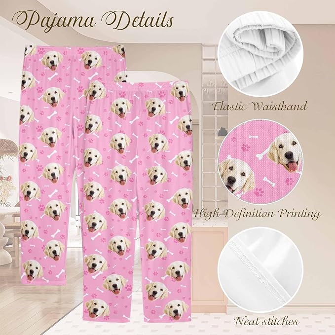 Custom Couple Pajama Pants Sock with Funny Face, Personalized PJ Anniversary Birthday Women Men Pants