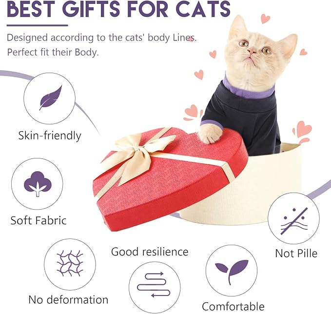 Sticky Cat Clothes Stretchy, Sphynx Hairless Sweater & Pajamas for Cats only, Soft Cat Onesie for Cats After Surgery Female Male & Hair Loss Prevention, Black 2XL
