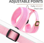 PUPTECK Soft Mesh Dog Harness and Leash Set Pet Puppy Cat Comfort Padded Vest No Pull Harnesses, Solid Pink, XS