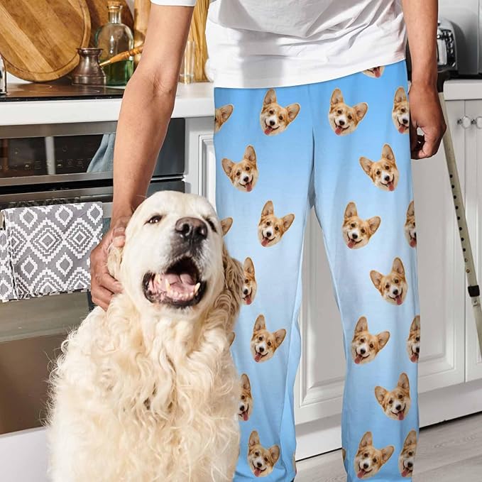 Artsadd Personalized Christmas Pajama Pants Socks for Men Custom Photo Pajama Bottoms for Men S-XXL