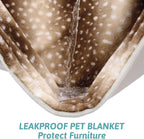 Waterproof Pet Blanket, Christmas Deer Print Blanket for Bed Couch Protector, Reversible Washable Plush Dog Faux Fur Throw for Puppy, Double Sided Cat Blanket, 30x40 inch, Brown