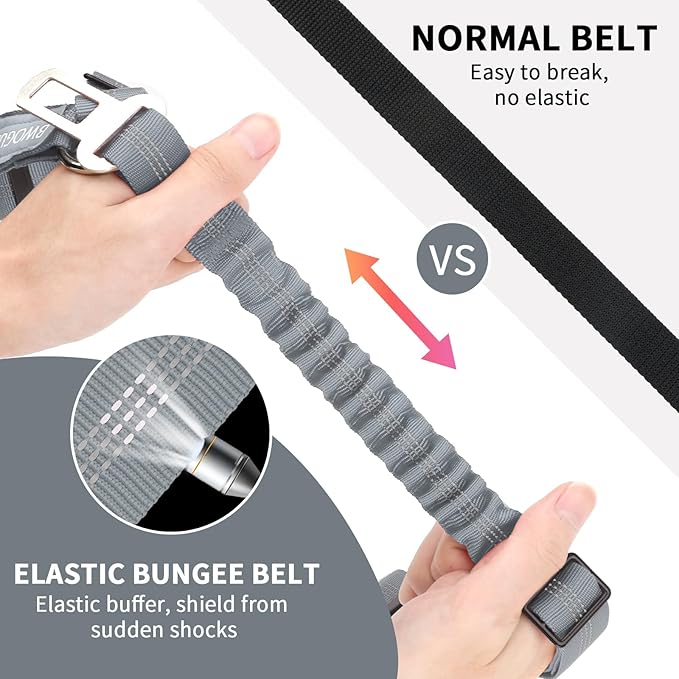 BWOGUE 2 Piece Dog Seat Belt for Car with Elastic Bungee Buffer Safety Seatbelt Car Headrest Restraint Wear Adjustable Metal Buckle Harness in Vehicle Travel for Pet