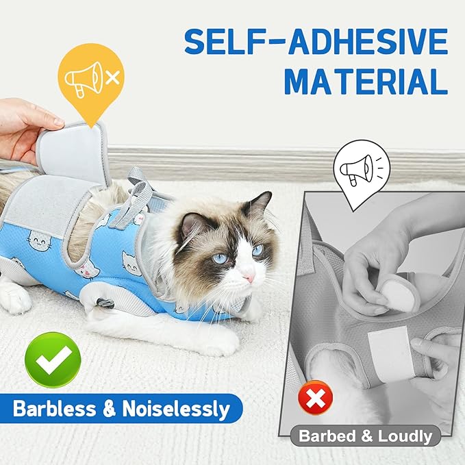 Supet Cat Grooming Hammock Harness for Nail Trimming, Cat Grooming Hanging Sling for Nail Clipping, Pet Restraint Holder for Cutting Nails, Medicine, Ear & Teeth Cleaning, Eye Care (BlueCat M)