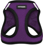Best Pet Supplies - All Weather Mesh/Plush, Reflective, No Pull Harness for Small, Medium Dogs, Cats - Secure with Hook & Loop Fastener, Buckle, Double D-Rings - Purple/Black Trim, S