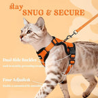 rabbitgoo Cat Harness and Leash for Walking, Escape Proof Soft Adjustable Vest Harnesses for Cats, Easy Control Breathable Reflective Strips Jacket, Orange, M