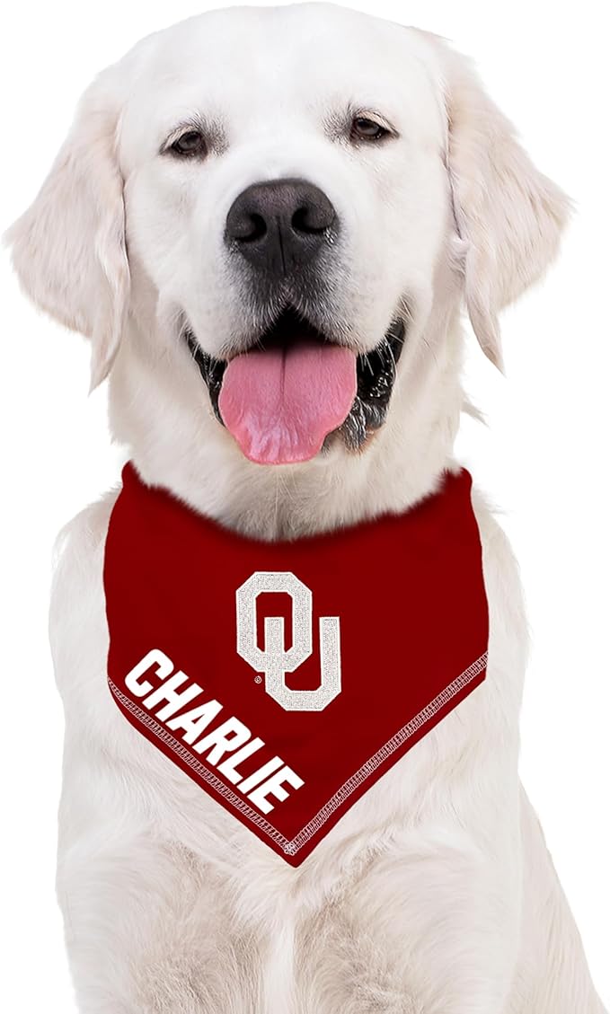 Pets First NCAA Oklahoma Sooners Personalized Tie Around Bandana for Dogs & Cats, Size Large/X-Large. Custom Dog Bandana Scarf Bib for Pet Cat Dog. The Ultimate Game-Day & Party Customizable Bandana