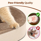 ComSaf Cat Scratching Board - Cat Scratcher Bed for Indoor Cats, Corrugated Cardboard Cat Scratch Pad, Durable Oval Cat Scratcher Bed Bowl for Kitten, Furniture Protector