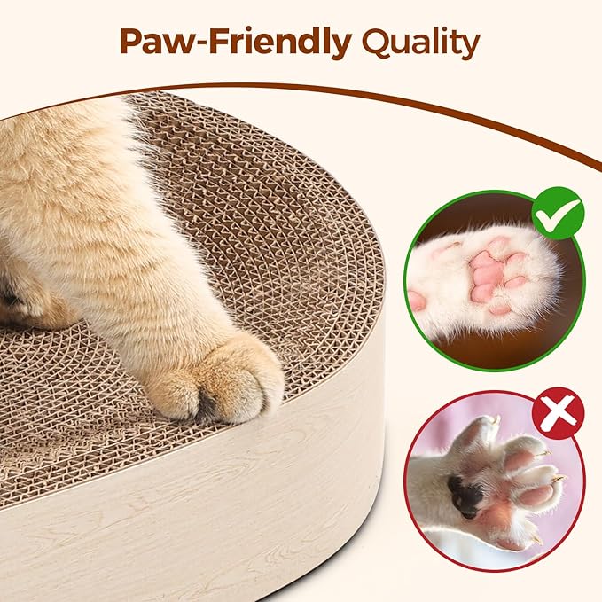 ComSaf Cat Scratching Board - Cat Scratcher Bed for Indoor Cats, Corrugated Cardboard Cat Scratch Pad, Durable Oval Cat Scratcher Bed Bowl for Kitten, Furniture Protector