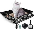 Portable Litter Box for Cats Kitten Foldable Travel Litter Box with Lid, Leak-Proof No Smell Easy to Carry, Clean and Store Easy for Car Travel, Hotle Stays and Road Trip 18x14x5.5 Inches