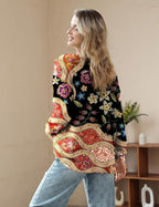 YESNO Women Christmas Sweater Graphic Printed Oversized Pullover Sweaters Casual Loose Knit Tops S01