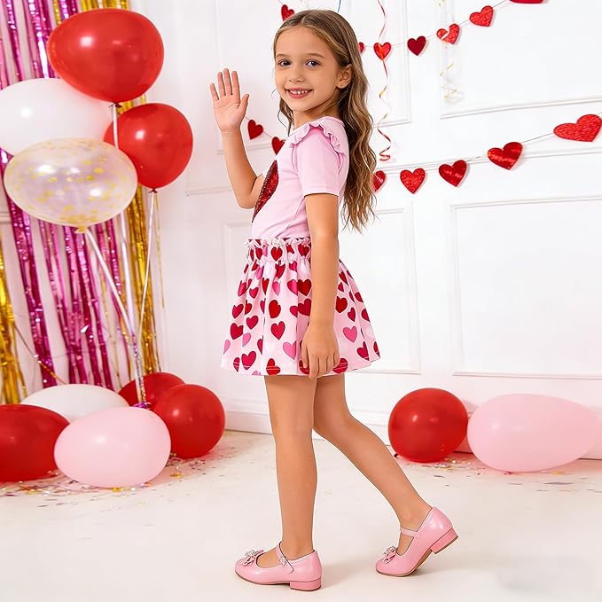Akyzic Little Girl Skirt Outfit Two Piece Spring Summer Outfit Butterfly Dress Cat Print Skirt Toddler Girl Outfit Set