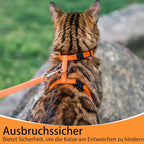 PUPTECK Adjustable Cat Harness and Leash Set Escape Proof Kitten Strap Collar for Walking Travel, Orange