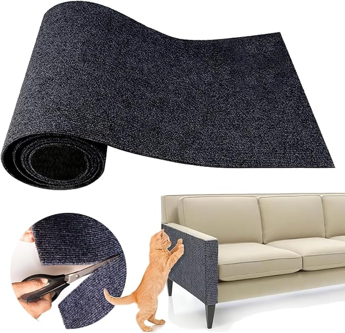 Cat Scratching Climbing Carpet Mat, Adhesive Trimmable Cat Scratcher Furniture Protector, Cat Post Covered Pad Replacement for DIY Cat Tree Shelf Steps Couch Corner Wall(Darkgrey,78.7x15.8In)
