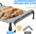 Simple Trending Elevated Dog Bed for Large Dogs, Cooling Raised Pet Cot with Bolster, Breathable Outdoor Couch Bed, 44.5" x 31", Grey