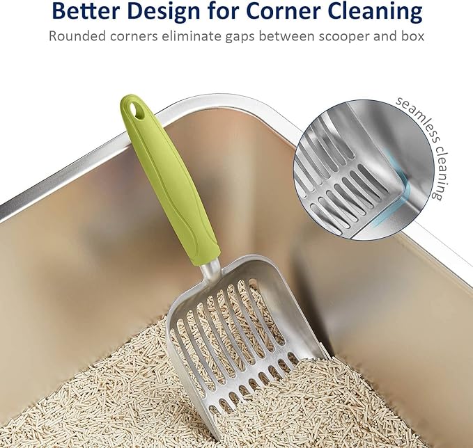 WePet Cat Litter Scoop, Aluminum Alloy Sifter, Kitty Metal Scooper, Deep Shovel, Long Handle, Poop Sifting, Kitten Pooper Lifter, Durable, Heavy Duty, for Litter Box