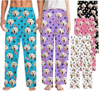 Custom Couple Pajama Pants Sock with Funny Face, Personalized PJ Anniversary Birthday Women Men Pants