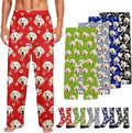 Custom Couple Pajama Pants Sock with Funny Face, Personalized PJ Anniversary Birthday Women Men Pants