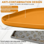 Silicone Pet Food Mat with Raised Edge for Food and Water Bowl, Dog Feeding Mats, Cat Food Trays for Floor Waterproof, Rubber Tray for Dogs and Cats, 19 x 12 x 0.7 Orange