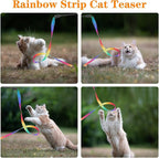 Cat Wand Interactive Toy, 5 Sets Colorful Fabric Ribbon Sticks, Indoor Interactive Cat String Toy