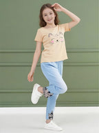 4-8T Toddler Girl Clothes Cat face print Short Sleeve Top+Pants Outfits Girl Spring and summer 2-Piece Set