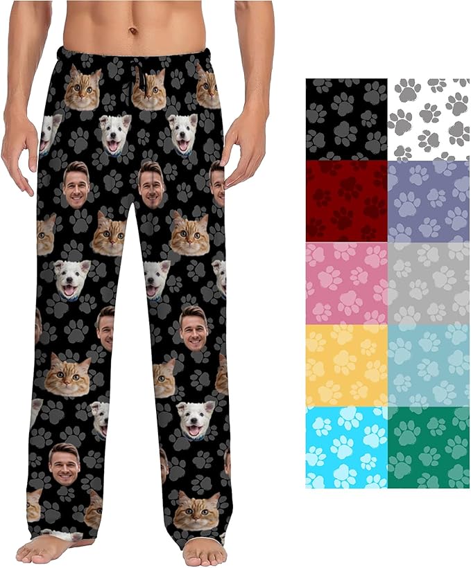 Custom Pajamas Pants With Photo Face Custom PJ Pants Personalized Gifts For Women Men Pet Dog Cat Christmas Valentines