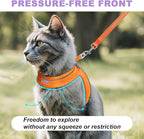 Cat Harness and Leash Set,Escape Proof Kitten Harness,Step in Adjustable Soft Lightweight,Easy Control,Reflective Strips Comfortable for Walking Travel(Orange,XXXS)