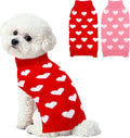 2 Pack Valentines Dog Sweater, Knit Pet Small Dog Sweater Holiday Valentine’s Day Outfit Clothes for Small Medium Large Dogs Pets (Red & Pink, Medium)