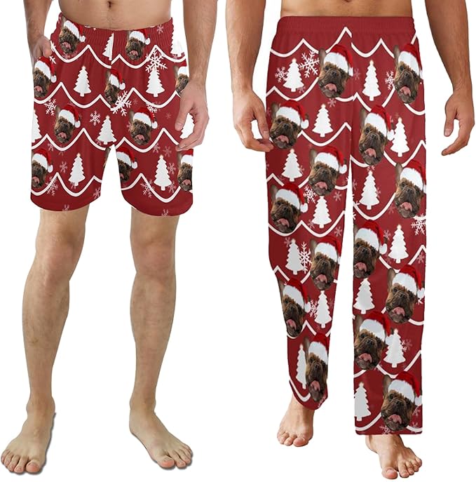 Custom Pajama Pants for Men, Personalized PJ Pants with Photos, Custom Mens Pajama Shorts, Gifts for Dad Husband