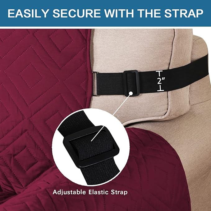 H.VERSAILTEX Reversible Chair Cover Furniture Protector Anti-Slip Couch Cover Water Resistant 2" Elastic Straps Chair Slipcover Pets Kids Fit Sitting Width Up to 21" (Chair:75" x 65", Red/Tan)